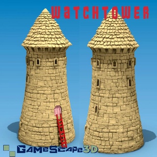 watchtower ladder access includes battlement option gamescape3d Tabletop 3D Printable Terrain Fantasy tower wathctower 3d print model - Mito3D