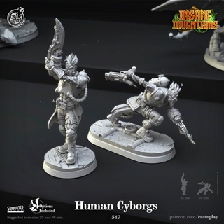 human cyborgs pre-supported cast n play Tabletop Characters & Creatures Sci-Fi Universe robot robotic blade steampunk cyborg bases insane castnplay supported inventions 3d print model - Mito3D