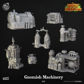 gnomisch Maschinen pre supported Besetzung abspielen Tischplatte 3D druckbar Terrain Fantasie Roboter Requisiten Steampunk mech Gnom Dampf Cyborg wahnsinnig erfinden Erfindungen 3d print model - Mito3D