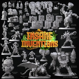 insane inventions bundle pre-supported cast n play Tabletop accessories Characters & Creatures Fantasy Universe collection mechanical set steampunk mech steam cyborg cyborgs presupported 3d print model - Mito3D