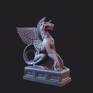Drachen Statue surreale fabrik Tischplatte 3D druckbar Terrain Fantasie Architektur Tier 3d print model - Mito3D