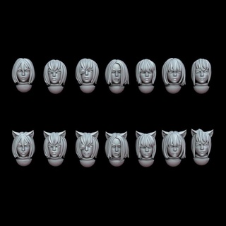 Katzenmädchen Köpfe Heilige anständig Tischplatte Zeichen Kreaturen Sci Fi Universum weiblich heiliger Headpack 3d print model - Mito3D
