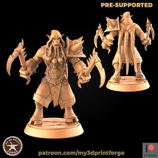 broken draenei attack my3dprintforge Tabletop Characters & Creatures Fantasy Universe stl fantasy figurine shade skull miniature resin warcraft wow tabletop dungeon dnd shaman pre-supported akama 3d print model - Mito3D