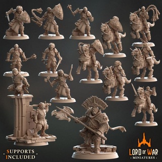 complete knights lionheart army bundle presupported lord war miniatures Tabletop Characters & Creatures Fantasy Universe axe dragons dungeons hands heart hero lion modular roleplay rpg shield sword horse miniature weapons champion boardgame mace tabletop cavalry wargame dnd flail supported 3d print model - Mito3D