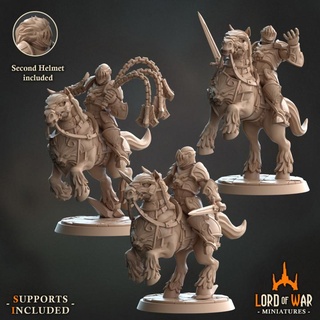 knights cavalry lionheart bundle presupported lord war miniatures Tabletop Characters & Creatures Fantasy Universe axe dragons dungeons heart lion modular roleplay rpg shield sword horse miniature weapons boardgame mace tabletop wargame dnd flail supported 3d print model - Mito3D