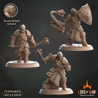 knights lionheart bundle presupported lord war miniatures Tabletop Characters & Creatures Fantasy Universe axe dragons dungeons heart lion modular roleplay rpg shield sword weapons mace tabletop wargame dnd flail supported 3d print model - Mito3D