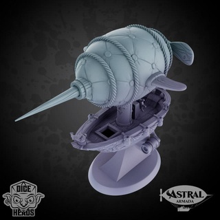 guild skiff astral ship miniature version dice heads Tabletop Characters & Creatures Fantasy Universe Vehicles Machines boat plane spelljammer 3d print model - Mito3D