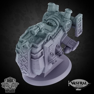 dwarven ram raider astral ship miniature version dice heads Tabletop Characters & Creatures Fantasy Universe Vehicles Machines boat plane spelljammer 3d print model - Mito3D