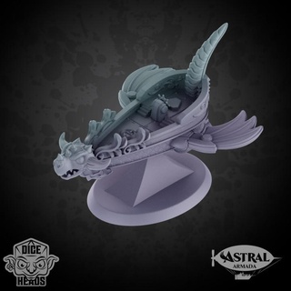dragon yacht astral ship miniature version dice heads Tabletop Characters & Creatures Fantasy Universe Vehicles Machines boat plane spelljammer 3d print model - Mito3D