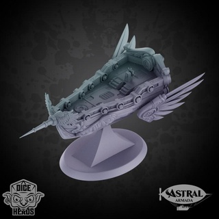 kanatlı firkateyn astral gemi minyatür versiyon zar kafalar masaüstü karakterler yaratıklar fantezi Evren Araçlar makineler tekne uçak heceleme 3d print model - Mito3D