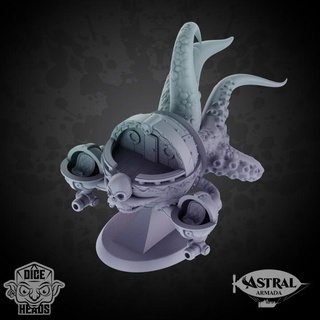 tentacle pod skiff astral ship miniature version dice heads Tabletop Characters & Creatures Fantasy Universe Vehicles Machines boat plane spelljammer 3d print model - Mito3D