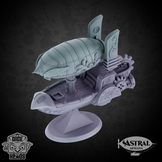 steampunk skiff astral ship miniature version dice heads Tabletop 3D Printable Terrain Fantasy boat plane spelljammer 3d print model - Mito3D