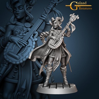 astoria - female bard tiefling galaad miniatures dragon girl instrument mini music roleplay rpg woman miniature tabletop wargame dungeon 3d print model - Mito3D
