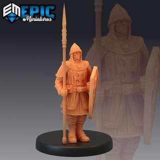 city guard armored warrior castle knight male human epic-miniatures fantasy medieval monster rpg warhammer sla enemy tabletop dungeon dnd pathfinder npc pre-supported supported pre 3d print model - Mito3D