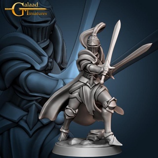 female knight 02 - double sword galaad miniatures armor dragon fighter human mini plate roleplay rpg warrior woman banner miniature tabletop wargame dungeon cloak proxy 3d print model - Mito3D