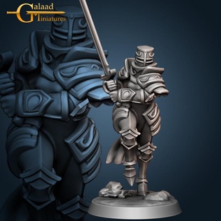 female knight 07 - running galaad miniatures armor dragon fighter helmet human mini plate roleplay rpg sword warrior woman tabletop wargame dungeon run proxy tabard 3d print model - Mito3D