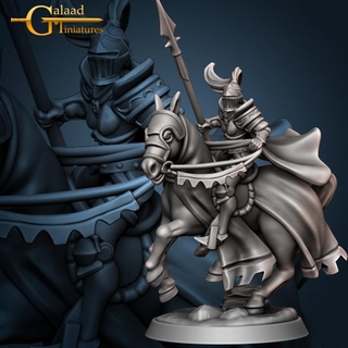 female knight mounted 01 galaad miniatures armor dragon fighter human mini plate roleplay rpg shield sword warrior woman horse tabletop wargame dungeon proxy 3d print model - Mito3D