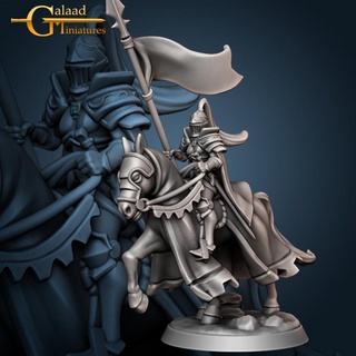 female knight mounted banner galaad miniatures armor dragon fighter human mini plate roleplay rpg shield sword warrior woman horse tabletop wargame dungeon proxy 3d print model - Mito3D