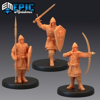 ville garde ensemble blindé guerrier Château Chevalier Masculin Humain epic miniatures fantaisie médiéval monstre rpg marteau guerre sla ennemi table donjon dnd éclaireur PNJ pre supported prise charge pré 3d print model - Mito3D