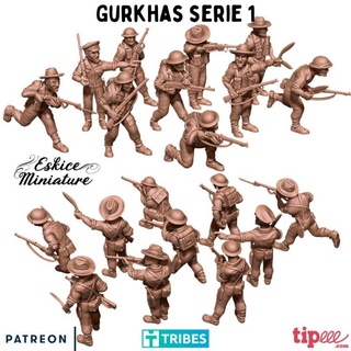 gurkhas serie 1 - 28mm eskice miniature aron Tabletop Characters & Creatures Historical Universe action bolt figurine ww2 english wargame 72 gurkha gurlka 3d print model - Mito3D