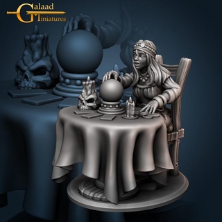 fortune teller galaad miniatures Tabletop Characters & Creatures Fantasy Universe dragon female human mini roleplay rpg woman miniature crystal cards tabletop wargame dungeon futur tarot vision 3d print model - Mito3D