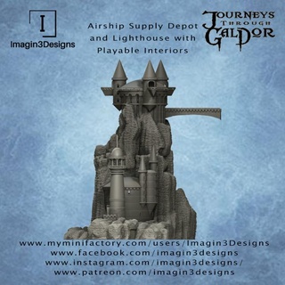 airship supply depot lighthouse playable interiors imagin3designs Tabletop 3D Printable Terrain Fantasy building detailed fantasy fdm realistic terrain warhammer painting adventure dnd island mordheim 3d print model - Mito3D