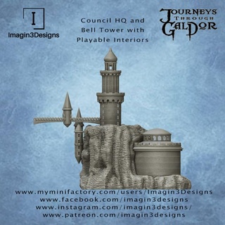 konsey Merkez çan kule oynanabilir iç mekanlar imagin3designs masaüstü 3D yazdırılabilir arazi fantezi bina detaylı fdm Warhammer boyama macera d dnd ada Mordheim Çan kulesi 3d print model - Mito3D