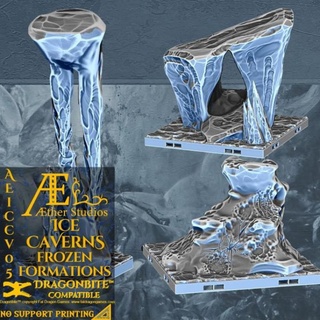 aeiccv05 ice caverns frozen formations aether studios Tabletop 3D Printable Terrain Fantasy free terrain caves dragonbite aetherstudios 3d print model - Mito3D