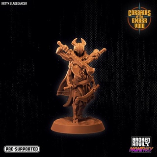 corsairs ember void - krtyx bladedancer broken anvil miniatures Tabletop Characters & Creatures Fantasy Universe bug insect space tabletop dnd tabletopgames spelljammer ttrpg thri-kreen dnd5e 3d print model - Mito3D