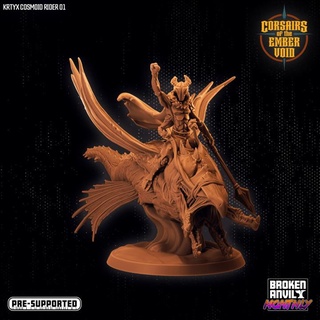 corsairs ember void - krtyx cosmoid rider 01 broken anvil miniatures Tabletop Characters & Creatures Fantasy Universe bug insect space tabletop dnd mounted tabletopgames spelljammer ttrpg thri-kreen dnd5e 3d print model - Mito3D
