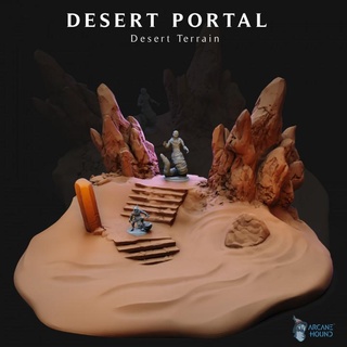 Wüste Portal Unterstützung frei arkan hetzen Tischplatte 3D druckbar Terrain Sci Fi Schlacht Epos Fantasie fdm Miniaturen Felsen Sand Supportfree Düne streuen ttrpg 3d print model - Mito3D