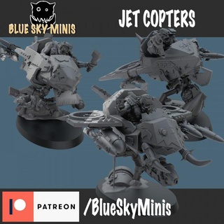 jet helikopterler mavi gökyüzü minis masaüstü karakterler yaratıklar Sci Fi Evren Araçlar makineler oyun ork masa üst savaş minyatür 28mm 32mm 3d print model - Mito3D