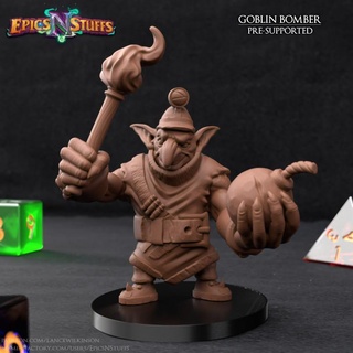 goblin bomber miniature - pre-supported epics n stuffs dragons dungeons fantasy player wargaming warhammer character boardgame tabletop dnd 5th pathfinder ttrpg epicsnstuffs 3d print model - Mito3D