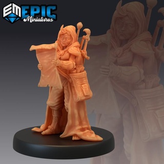halfling rogue contract mysterious half gnome little bandit epic-miniatures fantasy female medieval monster rpg warhammer sla enemy tabletop dungeon dnd pathfinder npc pre-supported supported pre 3d print model - Mito3D
