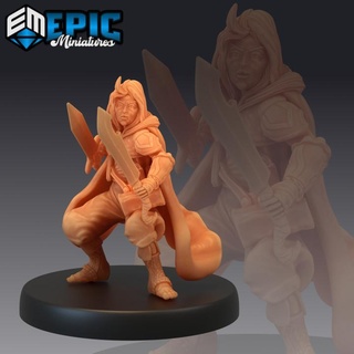 halfling rogue dagger mysterious half gnome little bandit epic-miniatures fantasy female medieval monster rpg warhammer sla enemy tabletop dungeon dnd pathfinder npc pre-supported supported pre 3d print model - Mito3D