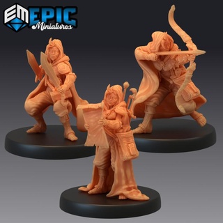 halfling rogue set mysterious half gnome little bandit epic-miniatures fantasy female medieval monster rpg warhammer sla enemy tabletop dungeon dnd pathfinder npc pre-supported supported pre 3d print model - Mito3D
