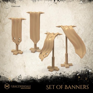 impostato striscioni graziawindale mini scenario tavolo 3D stampabile terreno fantasia puntello guerra banner oggetti scena miniatura bandiera diorama gioco d 28mm dnd 32mm caserme stendardo 3d print model - Mito3D