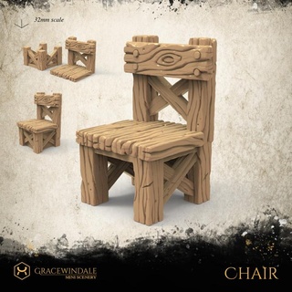 simple chair gracewindale mini scenery Tabletop 3D Printable Terrain Fantasy dining furniture prop terrain props miniature tabletop diorama d&d 28mm dnd cottage 32mm tavern 3d print model - Mito3D