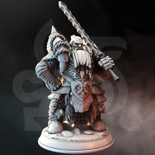 dwarf paladin hunter - gundrin borgsten dm stash barbarian fantasy fighter ranger greatsword dnd 5e martial 3d print model - Mito3D