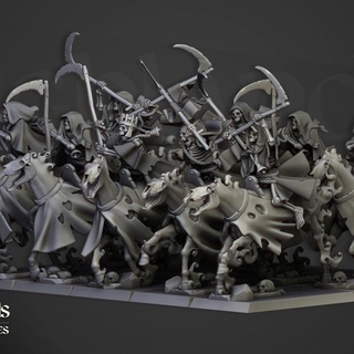 spectral cavalry unit - highlands miniatures Tabletop Characters & Creatures Fantasy Universe ghost undead vampire horse death dead wraith scythe pale wraiths spectres transilvanya 3d print model - Mito3D