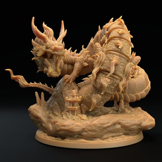 jade dragon yokai trappeurs loge présupporté table personnages créatures fantaisie univers Japonais horloge construction oriental 3d print model - Mito3D