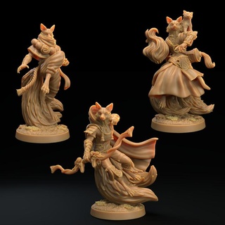 kitsune archer monk & spellcaster presupported yokai lodge dragon trappers Tabletop Characters Creatures Fantasy Universe fox japanese wizard mage ranger samurai martialarts eastern rogue cleric thief kungfu sorcerer tanuki foxkin 3d print model - Mito3D