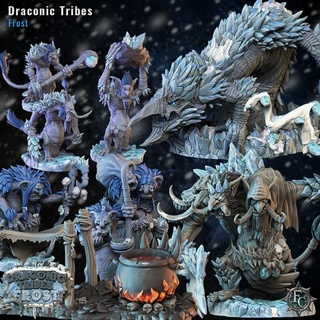 draconic tribes - frost bundle fleshcraft studio Tabletop Characters & Creatures Fantasy Universe dragons dungeons fantasy king mini miniature supports wargame dnd trolls wyrm ttrpg hunters tundra hags frostking 3d print model - Mito3D