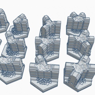 ruiné lumière murs tours mk2 hexadécimal base ensemble jeu guerre forger table 3D imprimable terrain Sci tuile Battletech 3d print model - Mito3D