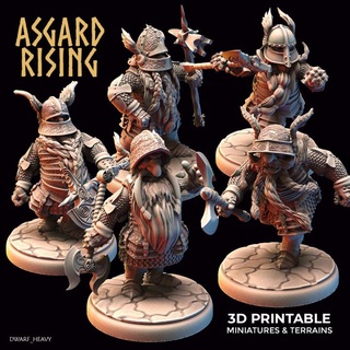 dwarf dwarves full plate armors modular pre-supported asgard rising miniatures 3d stl armor fantasy hobby rpg warrior character heavy miniature infantry addons tabletopgames warband asgardrising 3d print model - Mito3D