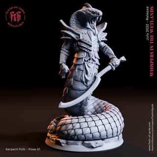 serpente folk Guerreiro 01 carne Deuses criatura monstro rpg serpentina dnd yuan blindado Yuanti deuses carnais 3d print model - Mito3D