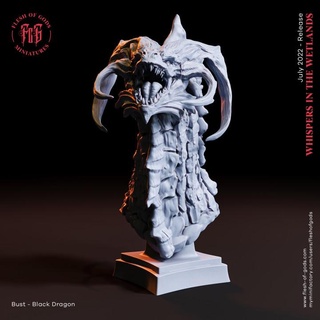 black dragon - bust flesh gods creature dark fantasy monster rpg dnd drake fleshofgods 3d print model - Mito3D