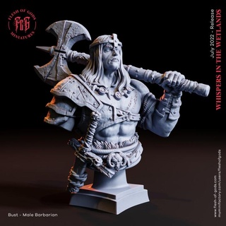 human barbarian - bust flesh gods fantasy fighter man rpg warrior male conan dnd frank fleshofgods frazetta 3d print model - Mito3D