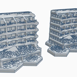 ruined apartments bodegas hex base sfrhb050 wargame forge Tabletop 3D Printable Terrain Sci-Fi terrain tile 6mm battletech 3d print model - Mito3D