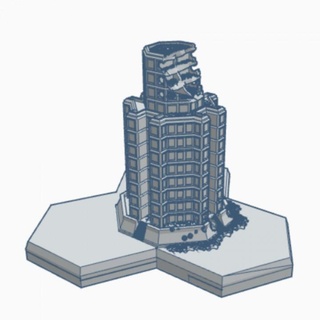 ruined corporate hq tower hex map scale hmssfr047 wargame forge Tabletop 3D Printable Terrain Sci-Fi terrain battletech 3d print model - Mito3D